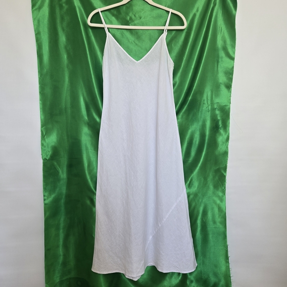 WILFRED ARITZIA SLIP DRESS WHITE 100% LINEN WOMEN SPAGHETTI STRAP SZ MEDIUM - Picture 3 of 10